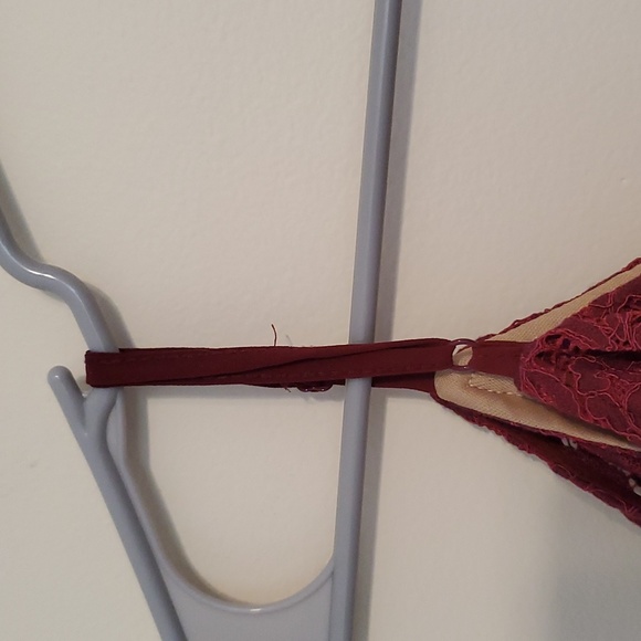 She and Sky burgandy and Tan lace cold shoulder dress. - Picture 6 of 6